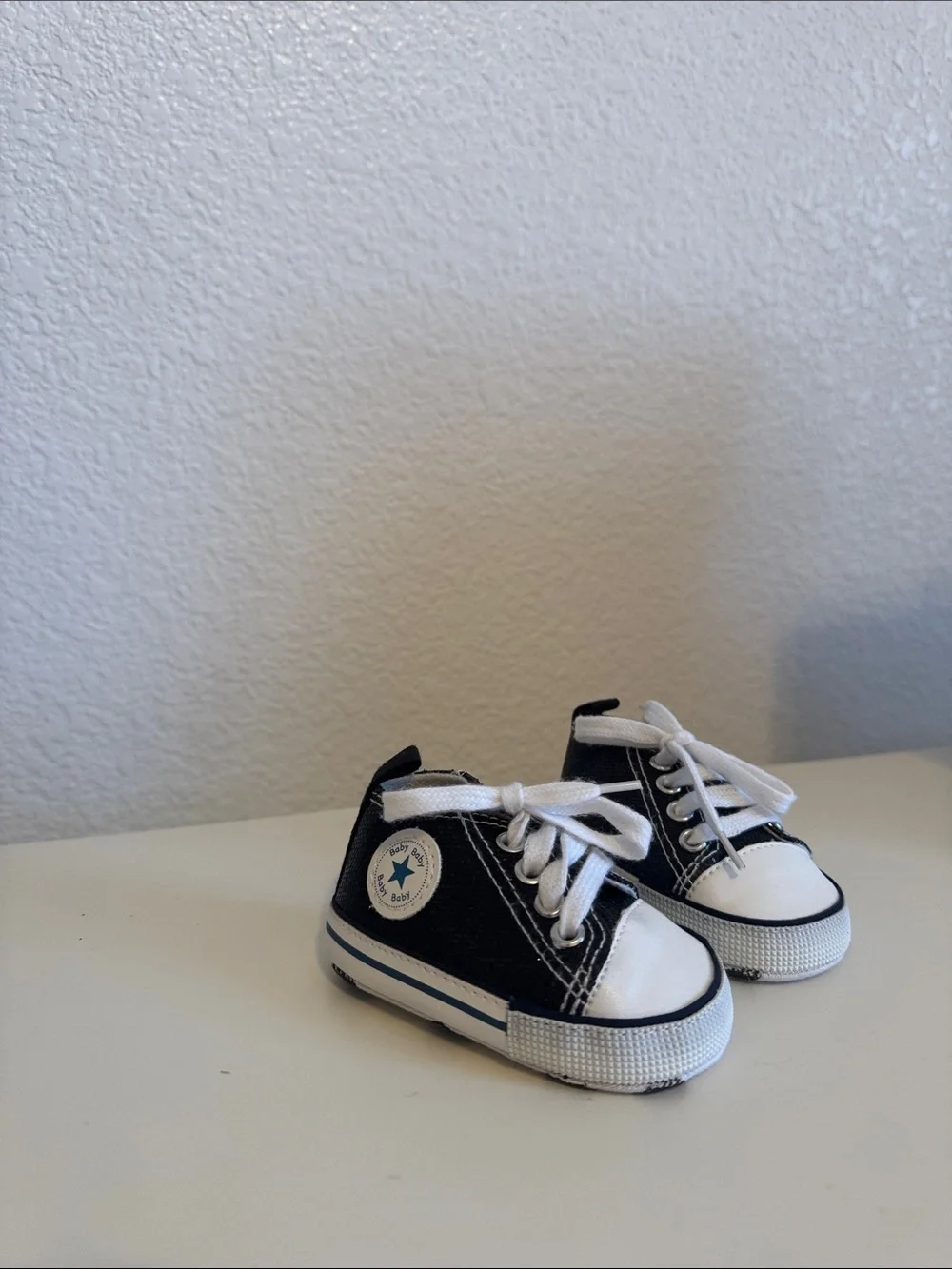 Black Glitter Converse-like Black and White Newborn Sneakers Infant size 1